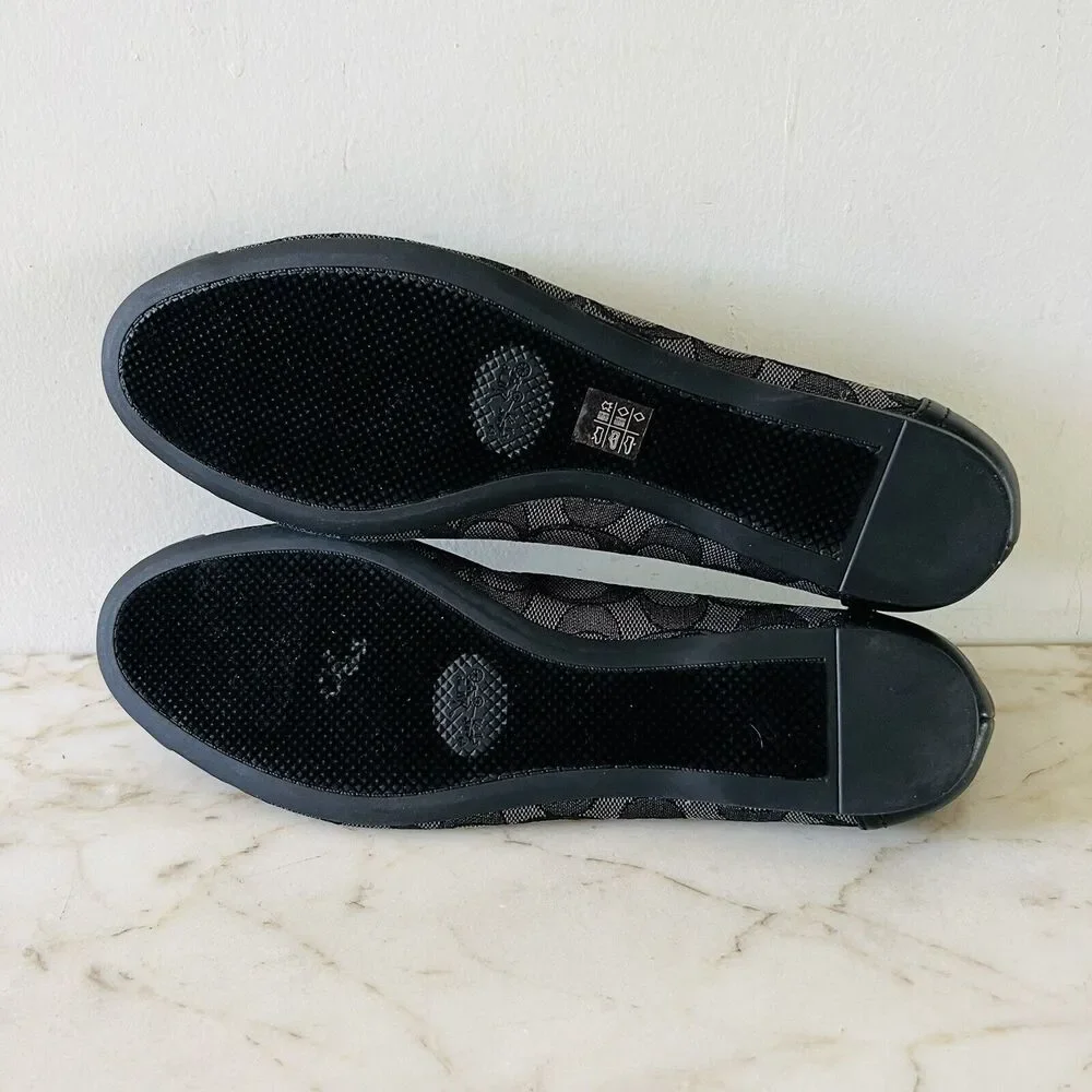 COACH Chelsea Black Gray Signature Canvas Logo Print Ballerina Flats - US 8.5 - Picture 10 of 10